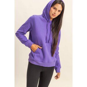 Double Zero Purple Cotton Blend Kangaroo Pocket Sweatshirt Hoodie Pullover